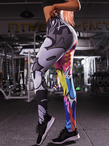 Calças Legging - Desenhos Animados Esportes - Moda Gym
